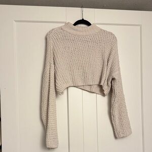 Urban Outfitters Cropped Cream Knit Sweater